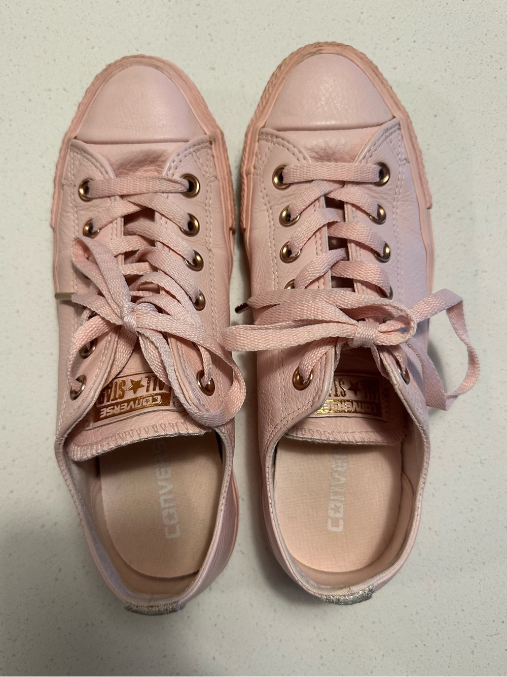 Converse Chuck Taylor All Star Low Pink Leather Rose Gold Accents Size 9